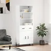 Image de vidaXL Buffet haut Blanc 69,5x34x180 cm Bois d'ingénierie