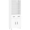 Image de vidaXL Buffet haut Blanc 69,5x34x180 cm Bois d'ingÃ©nierie