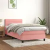 Image de vidaXL Sommier à lattes de lit avec matelas Rose 90x190 cm Velours