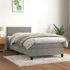 Image de vidaXL Sommier à lattes de lit et matelas Gris clair 90x200 cm Velours