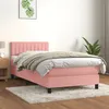 Image de vidaXL Sommier à lattes de lit avec matelas Rose 90x190 cm Velours