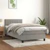 Image de vidaXL Sommier à lattes de lit et matelas Gris clair 90x200 cm Velours