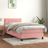 Image de vidaXL Sommier à lattes de lit avec matelas Rose 90x200 cm Velours