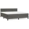 Image de vidaXL Lit Ã  sommier tapissier et matelas Gris foncÃ© 160x200cm Velours