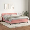 Image de vidaXL Sommier à lattes de lit avec matelas Rose 160x200 cm Velours