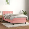 Image de vidaXL Sommier à lattes de lit avec matelas Rose 100x200 cm Velours