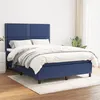 Image de vidaXL Sommier à lattes de lit avec matelas Bleu 140x190 cm Tissu