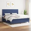 Image de vidaXL Sommier à lattes de lit avec matelas Bleu 200x200 cm Tissu