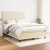 Image de vidaXL Lit Ã  sommier tapissier avec matelas CrÃ¨me 140x200 cm Tissu