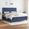 Image de vidaXL Sommier à lattes de lit avec matelas Bleu 160x200 cm Tissu