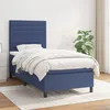 Image de vidaXL Sommier à lattes de lit avec matelas Bleu 90x200 cm Tissu