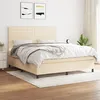 Image de vidaXL Lit à sommier tapissier avec matelas Crème 180x200 cm Tissu