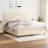 Image de vidaXL Lit Ã  sommier tapissier avec matelas CrÃ¨me 180x200 cm Tissu
