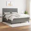 Image de vidaXL Sommier à lattes de lit avec matelas Gris foncé 160x200cm Tissu