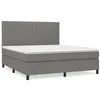 Image de vidaXL Lit Ã  sommier tapissier avec matelas Gris foncÃ© 160x200cm Tissu