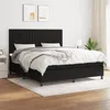 Image de vidaXL Sommier à lattes de lit avec matelas Noir 180x200 cm Tissu