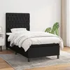 Image de vidaXL Sommier à lattes de lit avec matelas Noir 90x190 cm Tissu