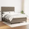 Image de vidaXL Sommier à lattes de lit avec matelas Taupe 140x190 cm Tissu