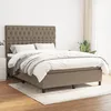 Image de vidaXL vidaXL Lit à sommier tapissier avec matelas Taupe 140x190 cm Tissu