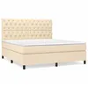 Image de vidaXL Lit À Sommier Tapissier Avec Matelas Crème 160x200 Cm Tissu
