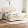 Image de vidaXL Lit à sommier tapissier avec matelas Crème 180x200 cm Tissu