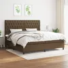 Image de vidaXL Lit à sommier tapissier avec matelas Marron foncé 200x200 cm