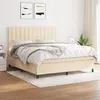 Image de vidaXL Sommier à lattes de lit avec matelas Crème 160x200 cm Tissu