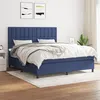 Image de vidaXL Sommier à lattes de lit avec matelas Bleu 180x200 cm Tissu