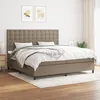 Image de Vidaxl Lit Ã  Sommier Tapissier Avec Matelas Taupe 200x200 Cm Tissu