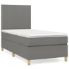 Image de vidaXL Lit Ã  sommier tapissier avec matelas Gris foncÃ© 100x200cm Tissu