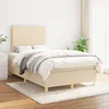 Image de vidaXL Lit Ã  sommier tapissier avec matelas CrÃ¨me 120x200 cm Tissu