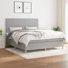 Image de vidaXL Lit à sommier tapissier avec matelas Gris clair 180x200cm Tissu