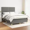 Image de vidaXL Lit Ã  sommier tapissier avec matelas Gris foncÃ© 140x200cm Tissu