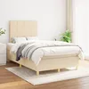 Image de vidaXL Lit Ã  sommier tapissier avec matelas CrÃ¨me 120x200 cm Tissu