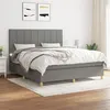 Image de vidaXL Sommier à lattes de lit avec matelas Gris foncé 160x200cm Tissu