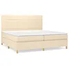 Image de vidaXL Lit Ã  sommier tapissier avec matelas CrÃ¨me 200x200 cm Tissu