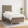 Image de vidaXL Sommier à lattes de lit avec matelas Taupe 90x190 cm Tissu