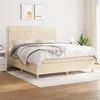 Image de vidaXL Sommier à lattes de lit avec matelas Crème 160x200 cm Tissu