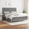 Image de vidaXL Sommier à lattes de lit avec matelas Gris foncé 180x200cm Tissu