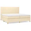 Image de vidaXL Lit Ã  sommier tapissier avec matelas CrÃ¨me 200x200 cm Tissu