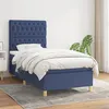 Image de vidaXL Sommier à lattes de lit avec matelas Bleu 90x200 cm Tissu