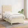 Image de 3142558 vidaXL Lit Ã  sommier tapissier avec matelas CrÃ¨me 100x200 cm Tissu