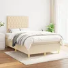 Image de vidaXL Lit Ã  sommier tapissier avec matelas CrÃ¨me 120x200 cm Tissu