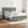 Image de vidaXL Sommier à lattes de lit avec matelas Gris foncé 160x200cm Tissu