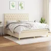 Image de vidaXL Sommier à lattes de lit avec matelas Crème 160x200 cm Tissu