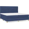 Image de vidaXL Lit À Sommier Tapissier Avec Matelas Bleu 200x200 Cm Tissu
