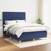 Image de vidaXL Sommier à lattes de lit avec matelas Bleu 140x190 cm Tissu