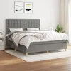 Image de Vidaxl Lit Ã  Sommier Tapissier Avec Matelas Gris FoncÃ© 180x200cm Tissu