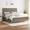 Image de vidaXL Lit à sommier tapissier avec matelas Taupe 180x200 cm Tissu