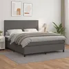 Image de vidaXL Sommier à lattes de lit avec matelas Gris 160x200 cm Similicuir